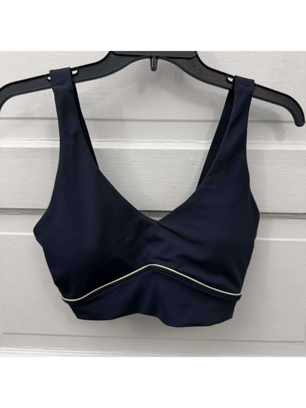Wilo The Label Sports Bra Womens M Navy Blue V-Neck Longline Yoga Gym